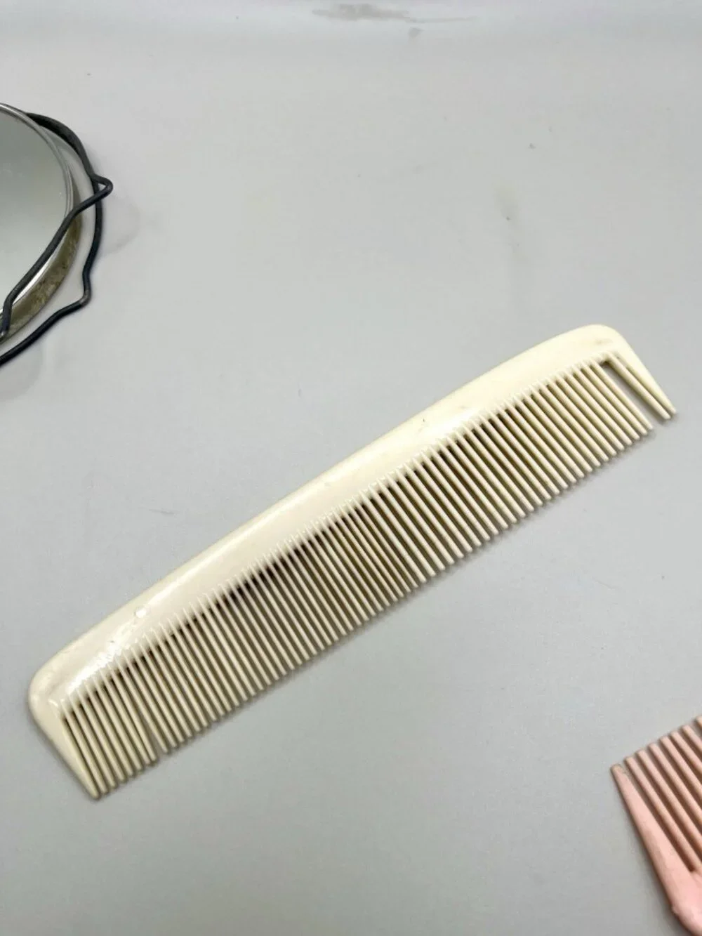 Vintage DuPont Nylon Hair Comb Lot Vanity Mirror Pastel Retro Styling Set
